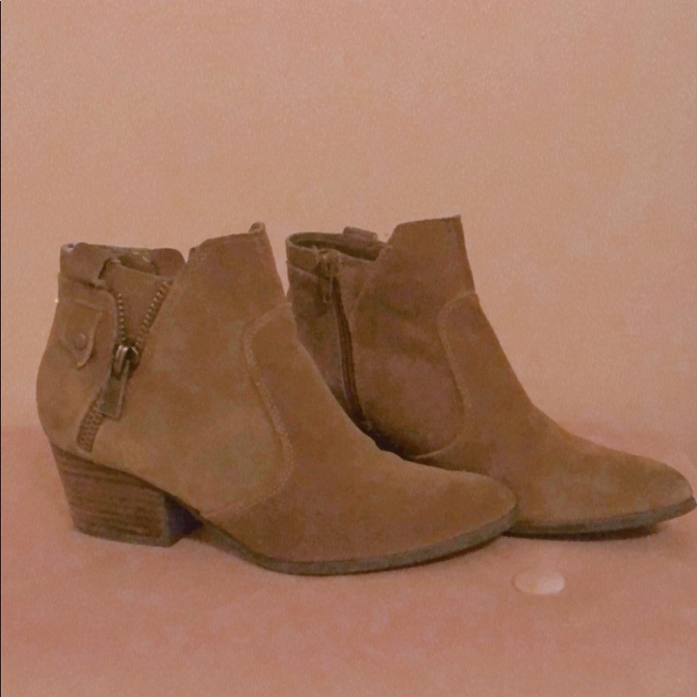 Tan suede booties